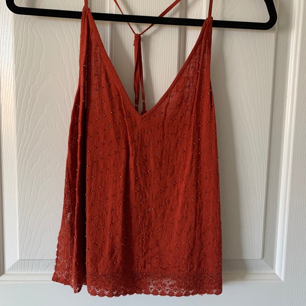 Free People Orange Beaded Tank Size S